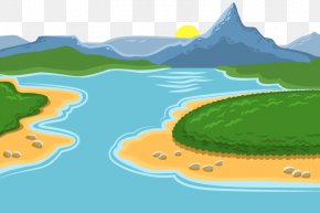 Cartoon Valley Landscape Vector Material - Euclidean Vector River Computer File PNG