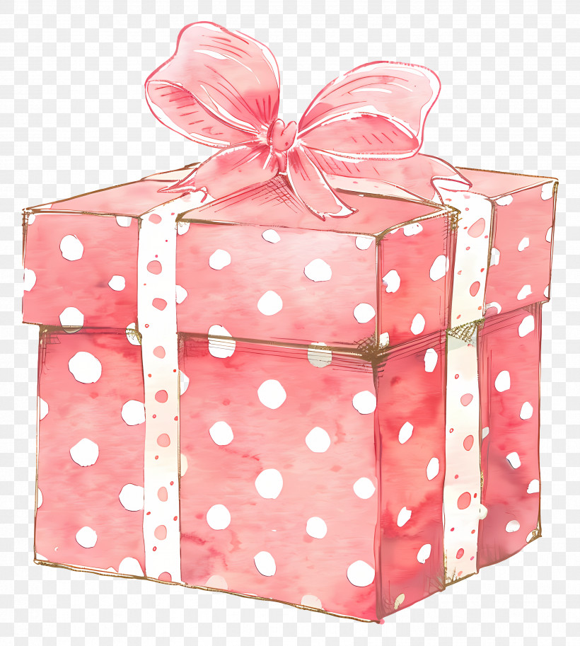 Red Gift Box - Red Watercolor Gift Box With Ribbon PNG