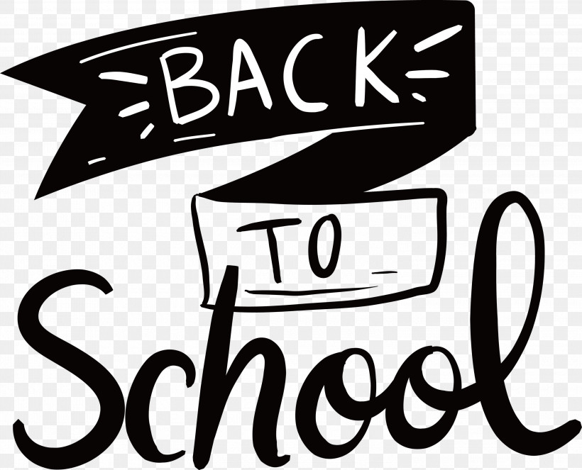 Back To School, PNG, 3000x2427px, Back To School, Black And White, Calligraphy, Line, Logo Download Free