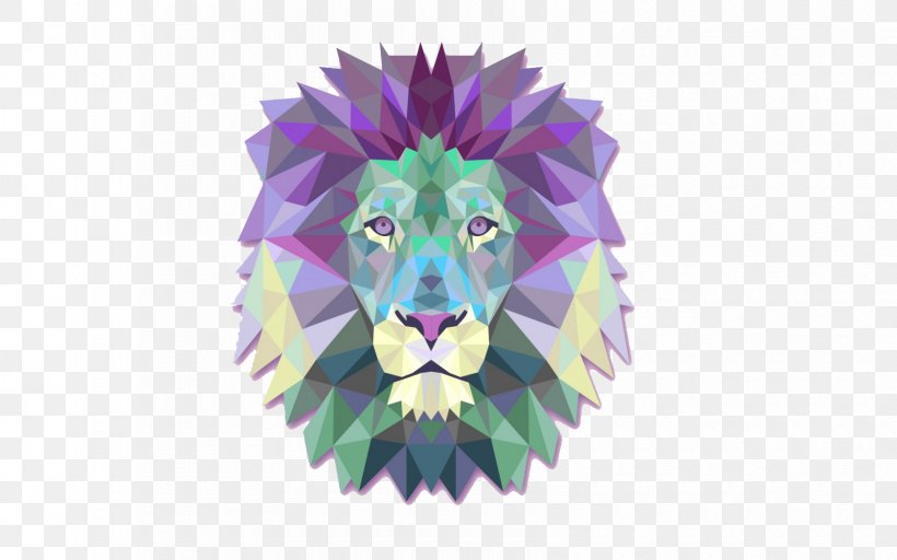 Lionhead Geometry T-shirt Polygon, PNG, 1680x1050px, Lion, Animal, Color, Drawing, Geometric Mean Download Free