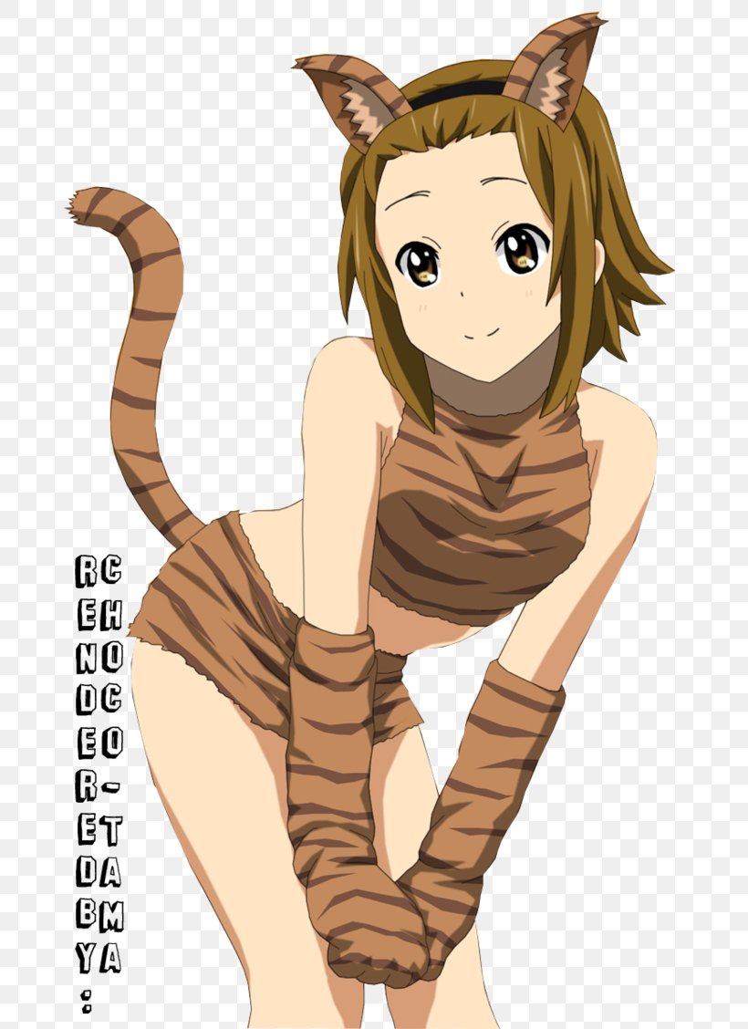 Ritsu Tainaka Tiger Cat Mio Akiyama K-On!, PNG, 708x1128px, Watercolor, Cartoon, Flower, Frame, Heart Download Free