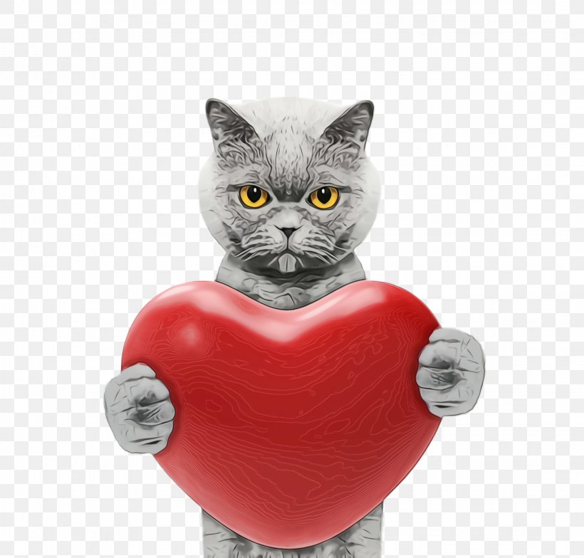 Cat Red Figurine Small To Medium-sized Cats Kitten, PNG, 2044x1956px, Watercolor, Cat, Figurine, Heart, Kitten Download Free