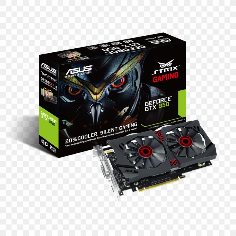 Graphics Cards & Video Adapters NVIDIA GeForce GTX 950 ASUS GDDR5 SDRAM, PNG, 1000x1000px, Graphics Cards Video Adapters, Asus, Computer Component, Computer Cooling, Conventional Pci Download Free