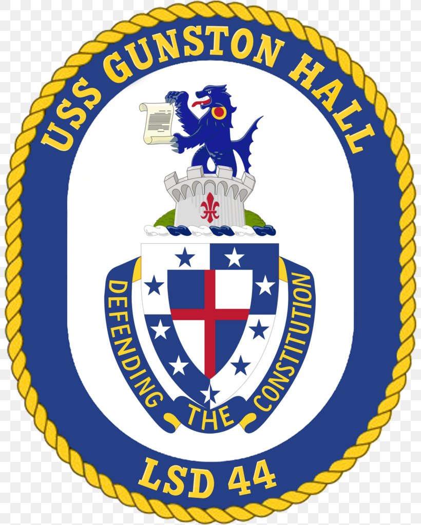 USS Gunston Hall (LSD-44) United States Navy Whidbey Island-class Dock Landing Ship, PNG, 804x1023px, Uss Gunston Hall Lsd44, Area, Badge, Brand, Crest Download Free