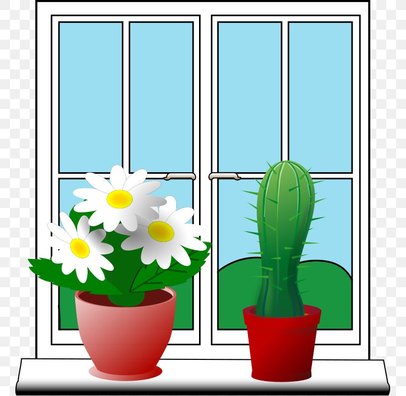 Window Free Content Clip Art, PNG, 758x800px, Window, Cactus, Flower, Flowering Plant, Flowerpot Download Free