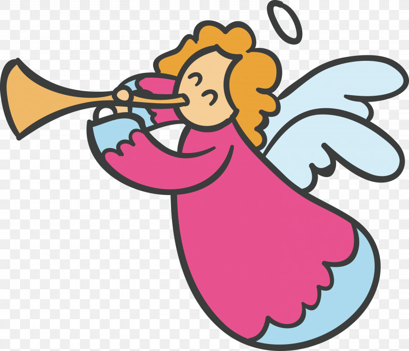 Angel, PNG, 3000x2579px, Angel, Bugle, Cartoon, Pleased, Sticker Download Free