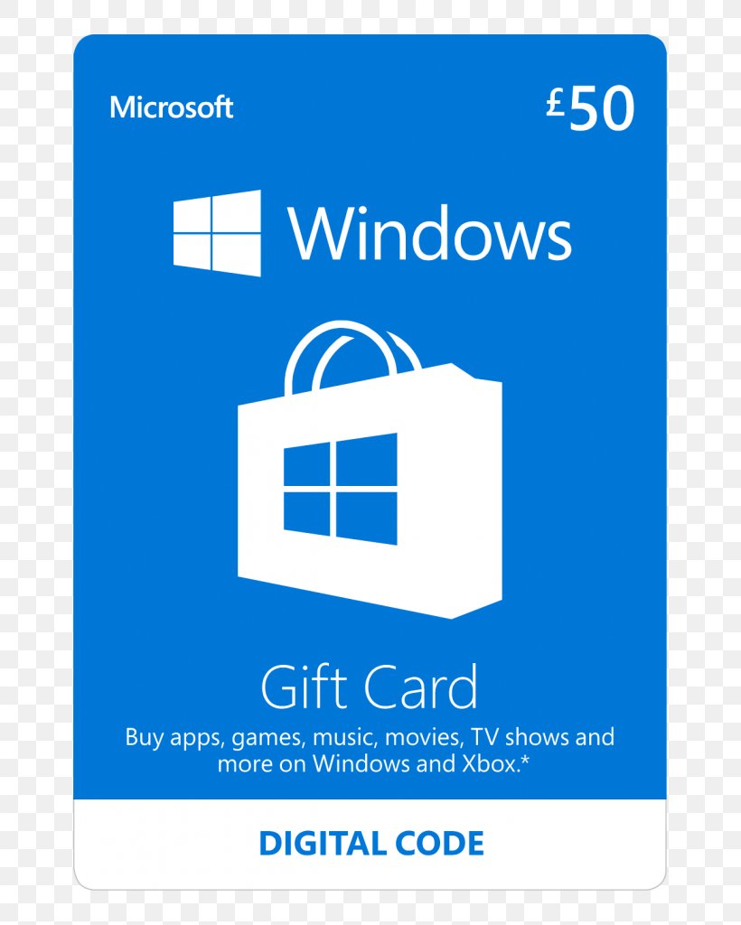 Gift Card Microsoft Corporation Microsoft Store Microsoft Windows Windows 10, PNG, 734x1024px, Gift Card, Area, Blue, Brand, Computer Icon Download Free