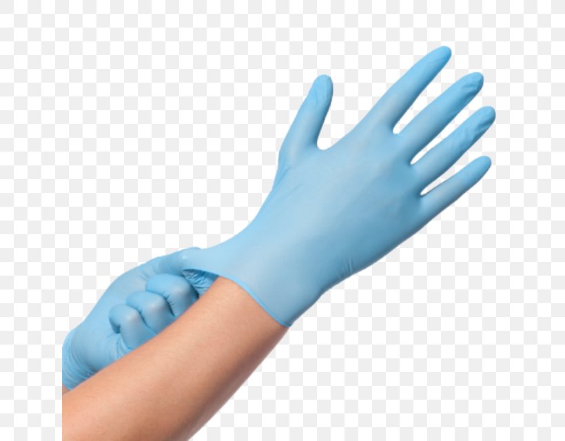 Medical Glove Nitrile Rubber Latex Blue, PNG, 640x640px, Medical Glove, Arm, Blue, Color, Disposable Download Free