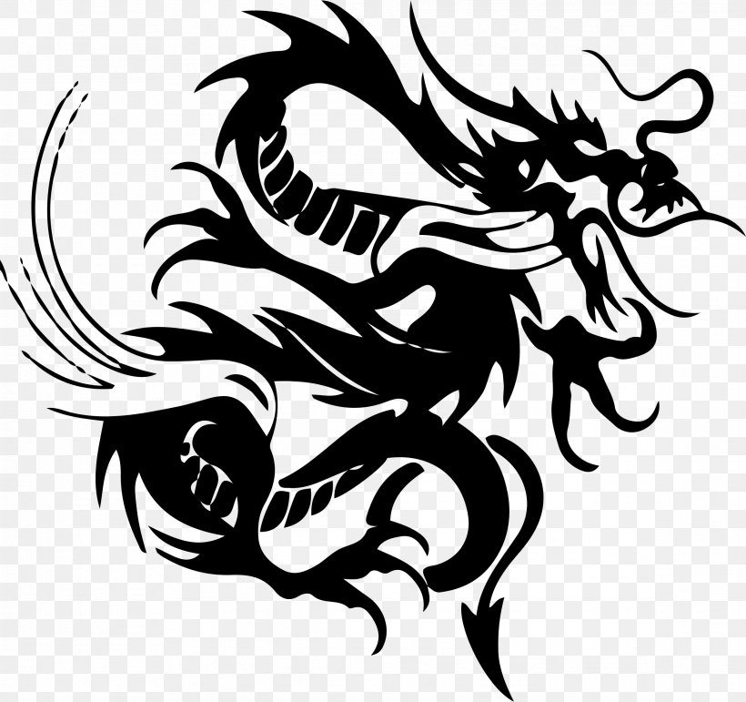 Dragon Tattoo Fantasy Clip Art, PNG, 2334x2196px, Dragon, Art, Artwork, Black And White, Demon Download Free