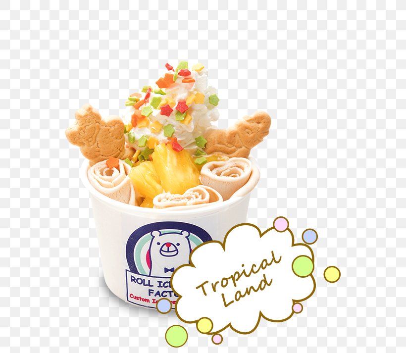 Sundae Roll Ice Cream Factory Fried Ice, PNG, 634x713px, Sundae, Cream, Cuisine, Dairy Product, Dessert Download Free