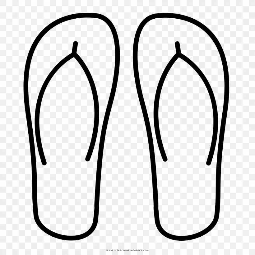 Flip-flops Shoe Drawing Slide Sandal, PNG, 1000x1000px, Flipflops, Area, Black And White, Coloring Book, Digit Download Free
