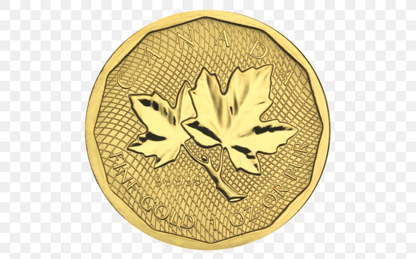 Canadian Gold Maple Leaf Gold Coin Royal Canadian Mint, PNG, 512x512px, Gold, Bullion Coin, Canada, Canadian Gold Maple Leaf, Coin Download Free