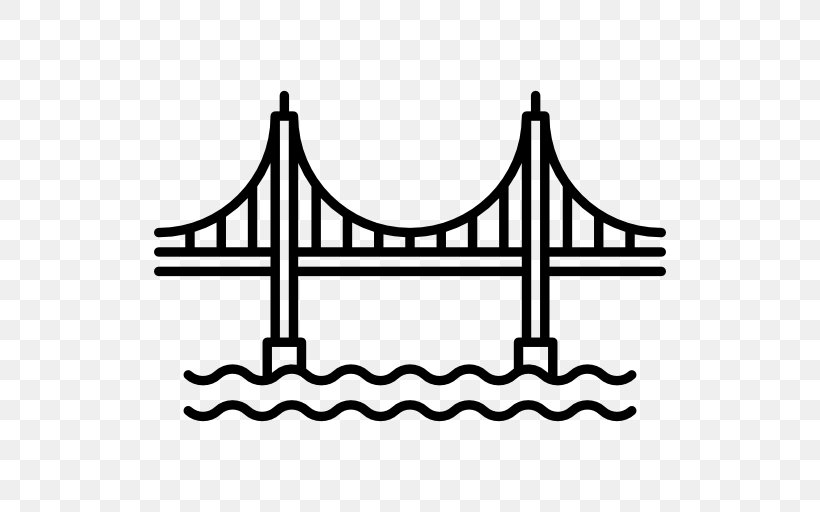 Golden Gate Bridge Presidio Of San Francisco Fisherman's Wharf Computer Icons, PNG, 512x512px, Golden Gate Bridge, Area, Black And White, Bridge, Building Download Free