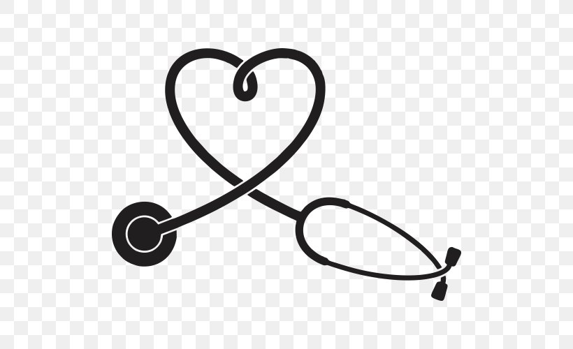 Stethoscope Heart Nursing Clip Art, PNG, 500x500px, Stethoscope, Black And White, Body Jewelry, Cardiac Nursing, Decal Download Free