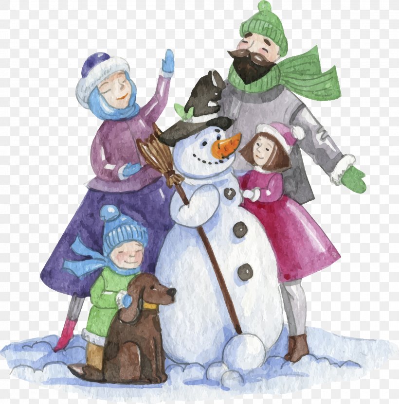 Watercolor Snowman And A Four, PNG, 2500x2534px, Snowman, Art, Christmas, Christmas Ornament, Family Download Free