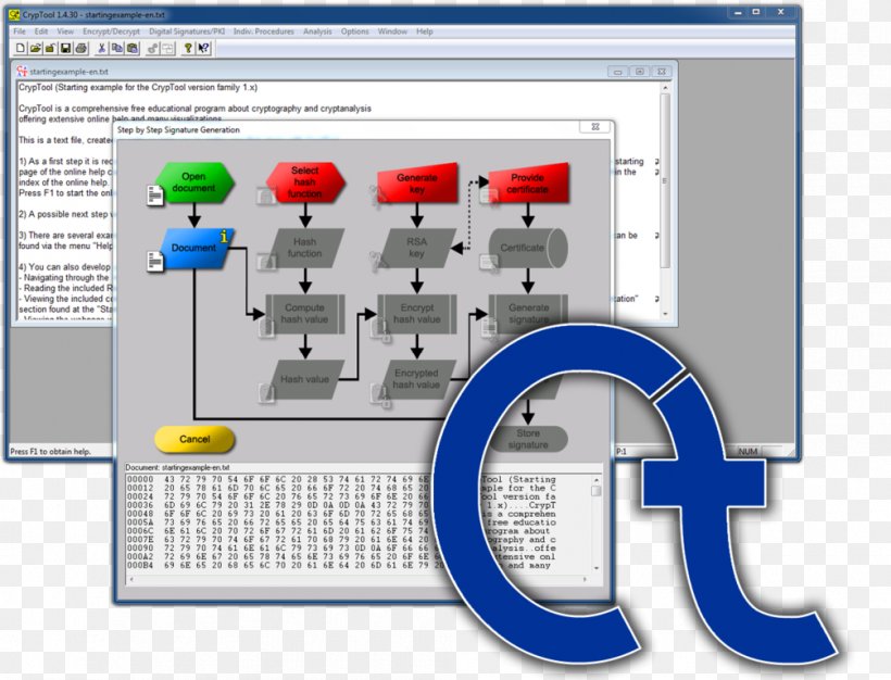 CrypTool Cryptography Computer Software Cryptanalysis Free Software, PNG, 1005x768px, Cryptography, Algorithm, Apprendimento Online, Area, Computer Software Download Free