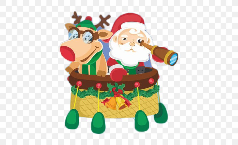 Santa Claus Flight Hot Air Balloon, PNG, 500x500px, Santa Claus, Art, Balloon, Christmas, Christmas Decoration Download Free