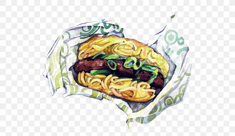 Hamburger Ramen Watercolor Painting Illustrator Illustration, PNG, 564x473px, Hamburger, Art, Cuisine, Dish, Fast Food Download Free