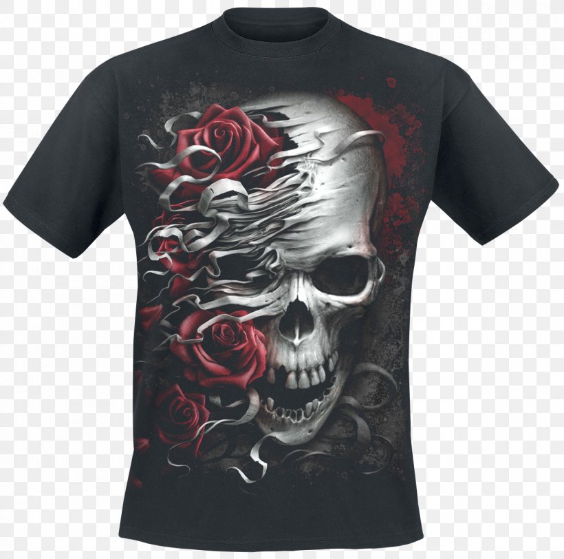T-shirt Human Skull Symbolism Rose Death, PNG, 1200x1189px, Tshirt, Active Shirt, Art, Black, Bone Download Free