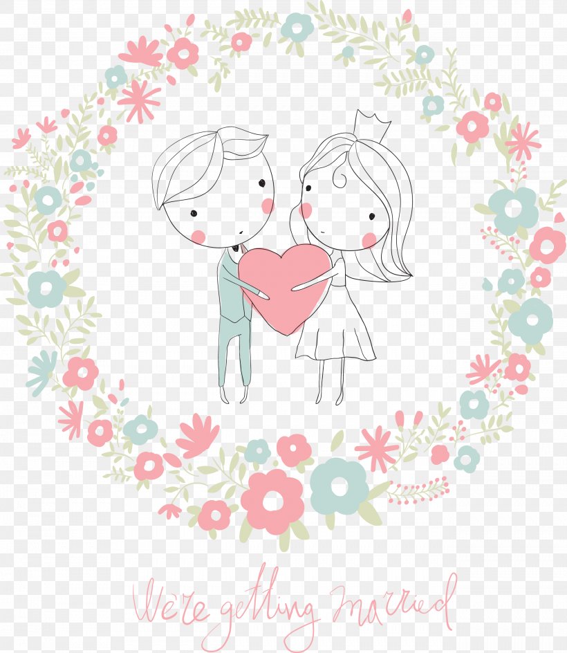 Wedding Invitation Drawing Illustration, PNG, 2583x2974px, Watercolor, Cartoon, Flower, Frame, Heart Download Free