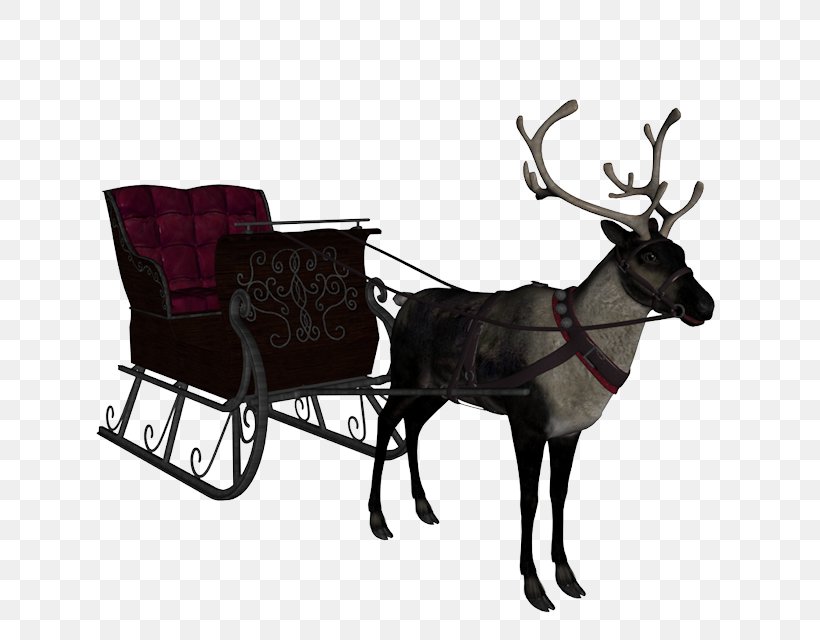 Reindeer Santa Claus Sled, PNG, 640x640px, Reindeer, Antler, Cart, Chariot, Christmas Download Free