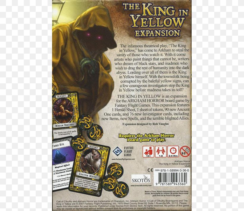 The King In Yellow Arkham Horror In The Court Of The Dragon The Repairer Of Reputations Hastur, PNG, 709x709px, King In Yellow, Arkham, Arkham Horror, Fantasy Flight Games, Game Download Free