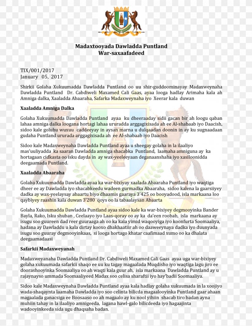 War In Somalia Las Anod Garowe Online Madaxtooyada Puntland, PNG, 2550x3300px, Autonomy, Area, Document, Garoowe, Paper Download Free