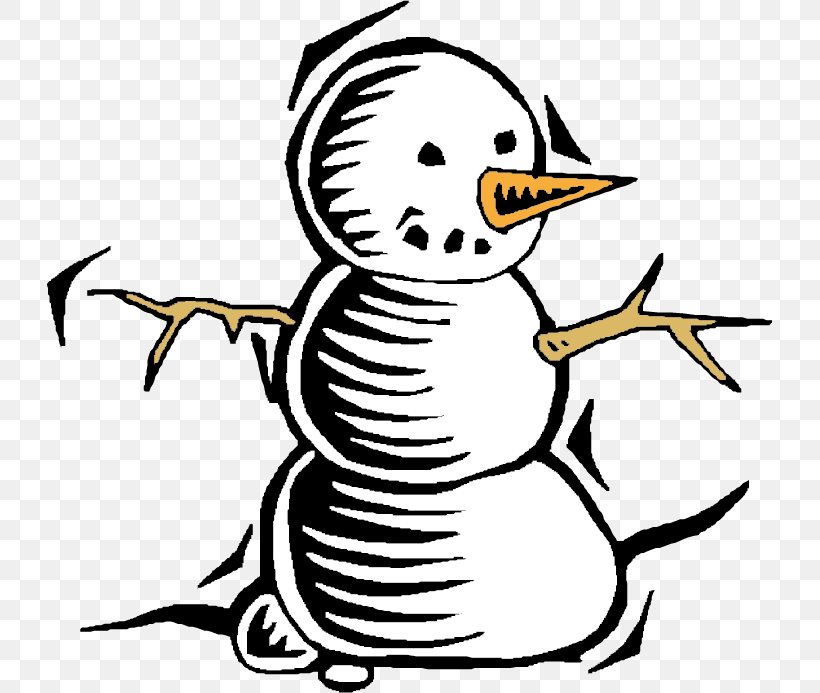 Snowman Winter Clip Art, PNG, 725x693px, Snow, Artwork, Beak, Bird, Black And White Download Free
