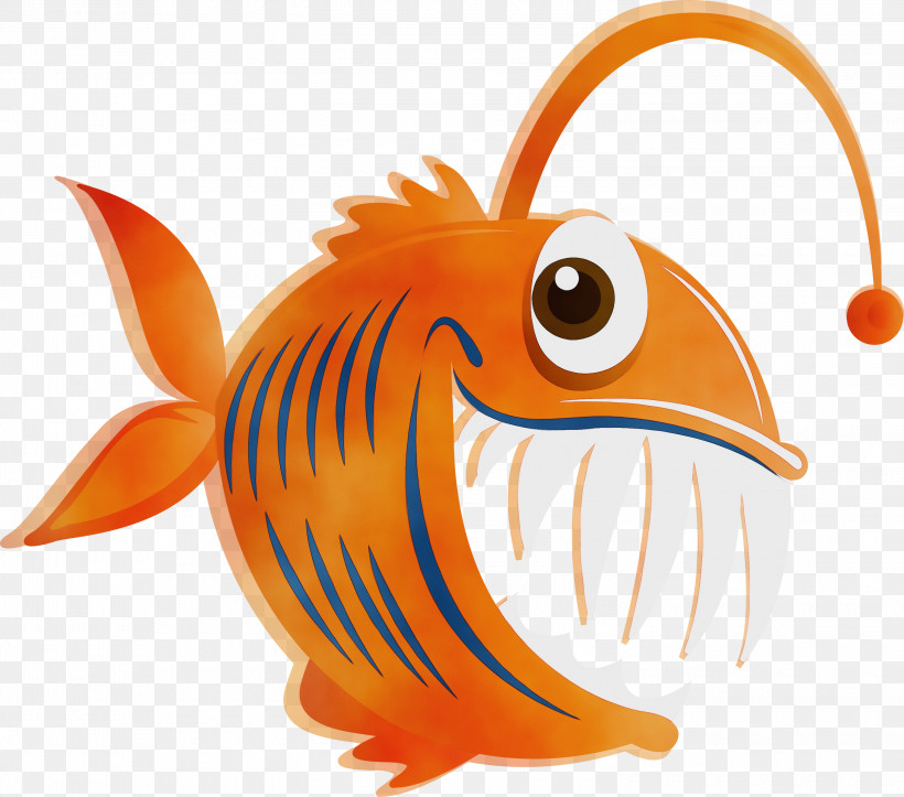 Orange, PNG, 3000x2646px, Watercolor, Anemone Fish, Anglerfish, Bonyfish, Cartoon Download Free