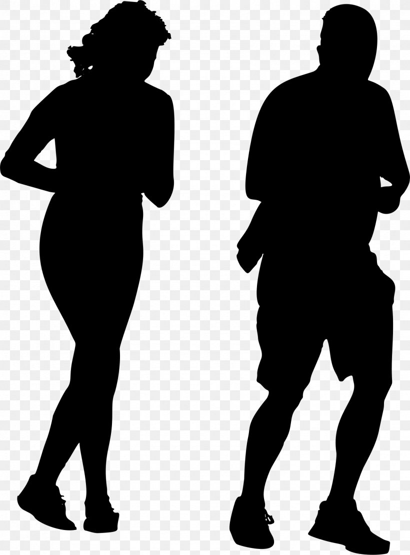 Silhouette Jogging Sport Clip Art, PNG, 1688x2284px, Silhouette, Arm, Black, Black And White, Couple Download Free