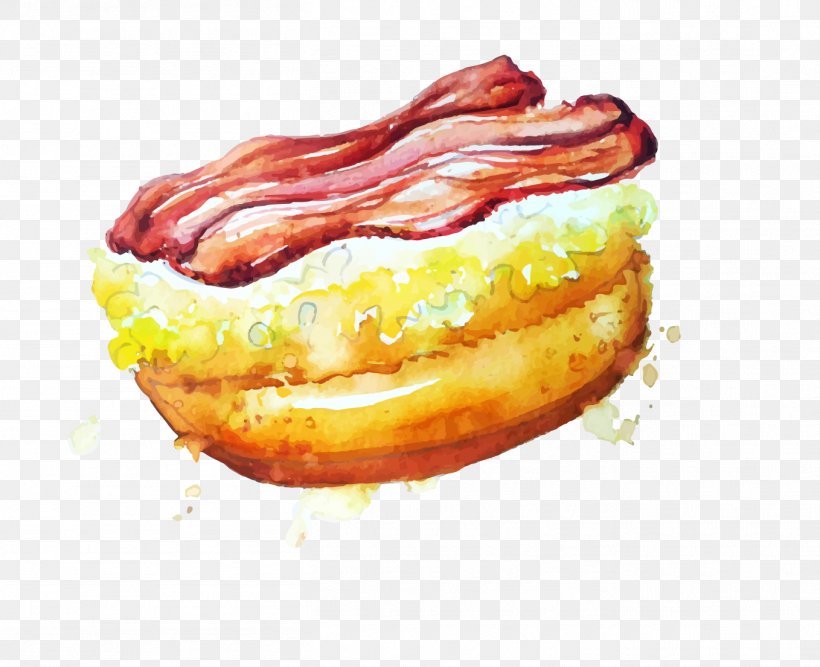 Food Watercolor Painting Doughnut, PNG, 1358x1105px, Food, Alcoholic Drink, American Food, Bacon, Breakfast Sandwich Download Free