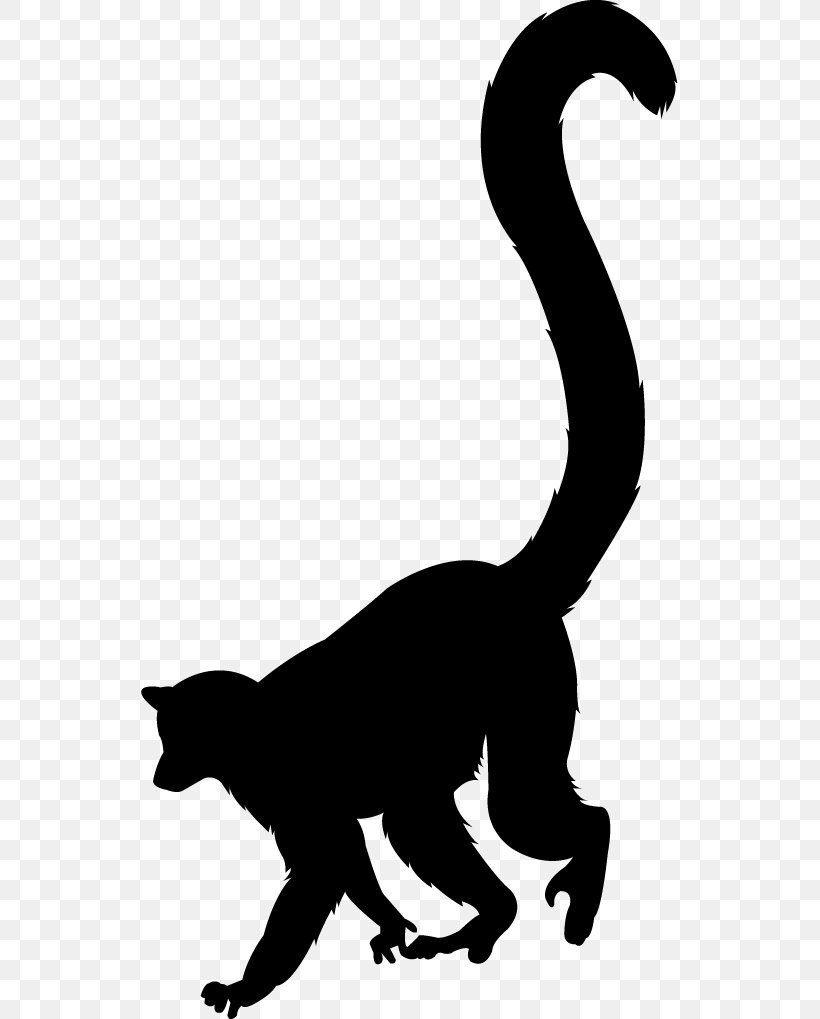 Cat Lemurs Silhouette Ring-tailed Lemur Clip Art, PNG, 537x1019px, Cat, Black, Black And White, Carnivoran, Cartoon Download Free