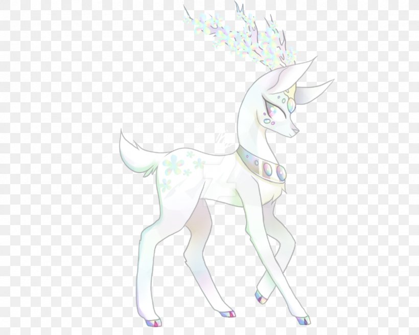 Reindeer Horse Unicorn Antler, PNG, 1024x819px, Reindeer, Antler, Deer, Drawing, Fictional Character Download Free