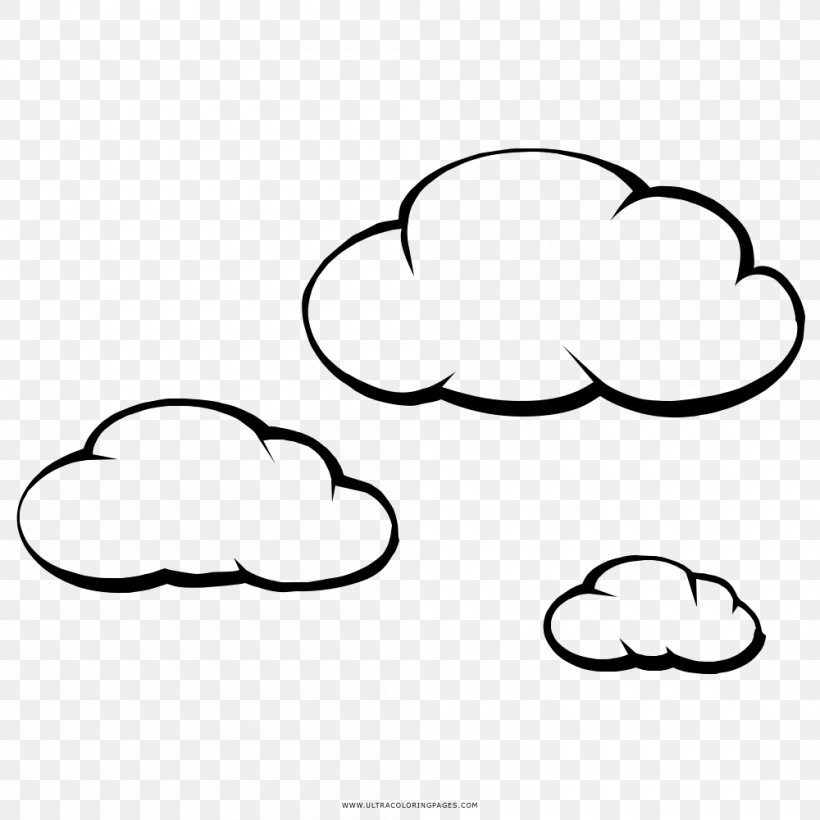 Cloud Drawing Coloring Book White Clip Art, PNG, 1000x1000px, Cloud, Animal, Area, Ausmalbild, Black Download Free