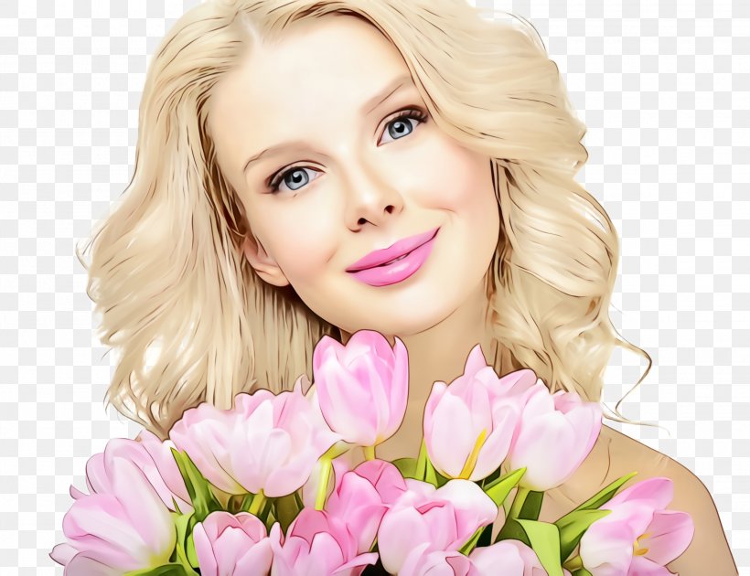 Hair Pink Skin Flower Blond, PNG, 2280x1752px, Watercolor, Beauty, Blond, Cheek, Flower Download Free