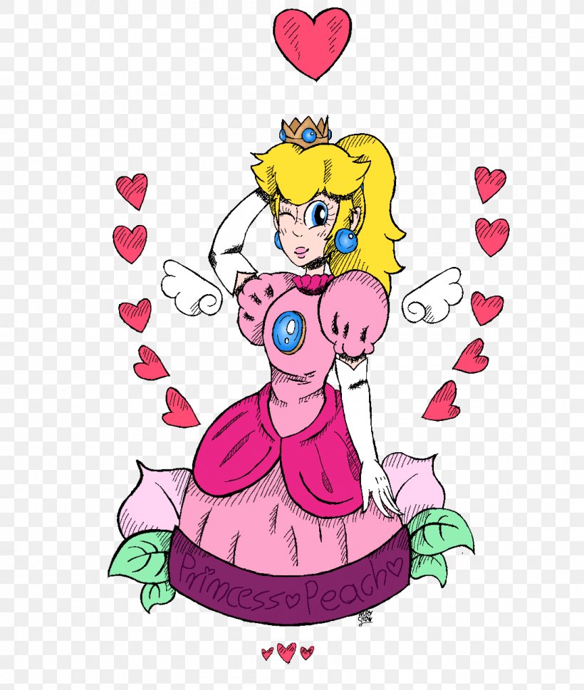 Princess Peach Art Clip Art, PNG, 1100x1300px, Watercolor, Cartoon, Flower, Frame, Heart Download Free
