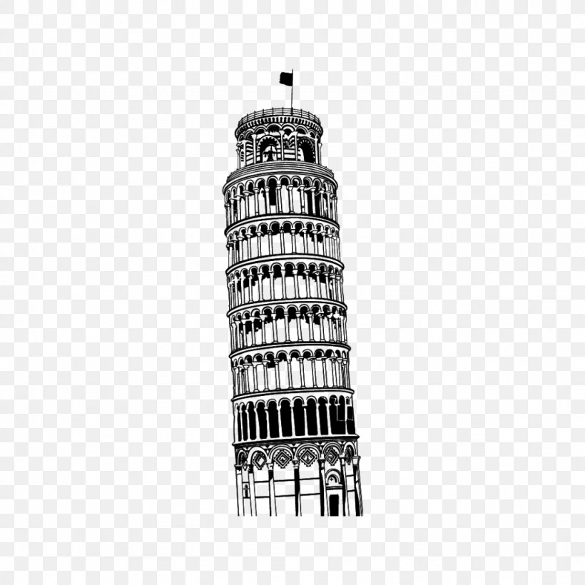 Leaning Tower Of Pisa Sticker Family Room, PNG, 1024x1024px, Leaning Tower Of Pisa, Adhesive, Bedroom, Black And White, Building Download Free