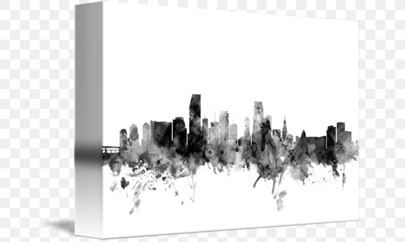 Miami Canvas Print Art Skyline, PNG, 650x489px, Miami, Art, Black And White, Canvas, Canvas Print Download Free