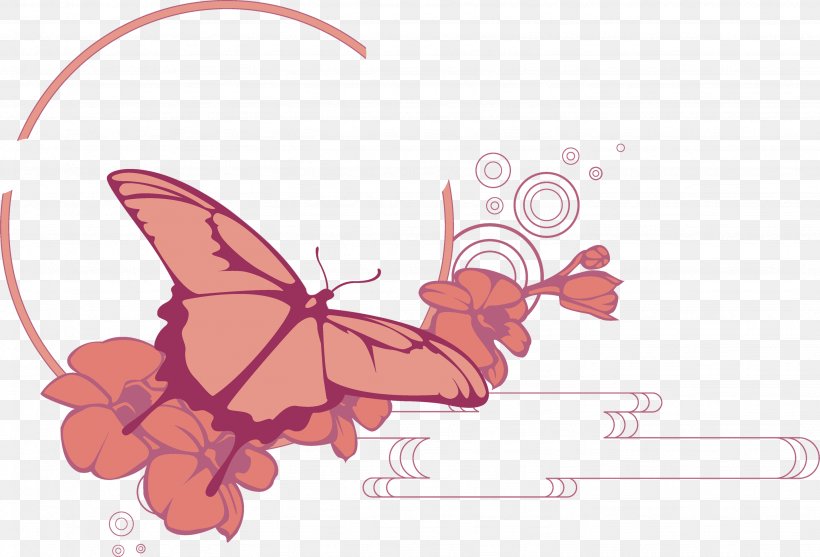 Butterfly Flower Designer, PNG, 2866x1948px, Watercolor, Cartoon, Flower, Frame, Heart Download Free