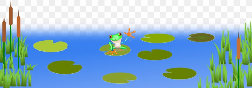 Frog Pond Amphibian Clip Art, PNG, 2400x844px, Frog, Amphibian, Blog, Drawing, Duck Pond Download Free