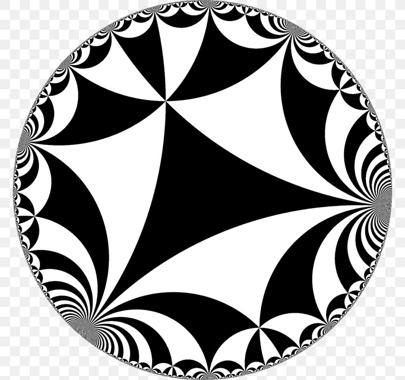Hyperbolic Geometry Tessellation Hyperbolic Space Uniform Tilings In Hyperbolic Plane, PNG, 768x768px, Hyperbolic Geometry, Black And White, Geometry, Hexagon, Hyperbolic Space Download Free