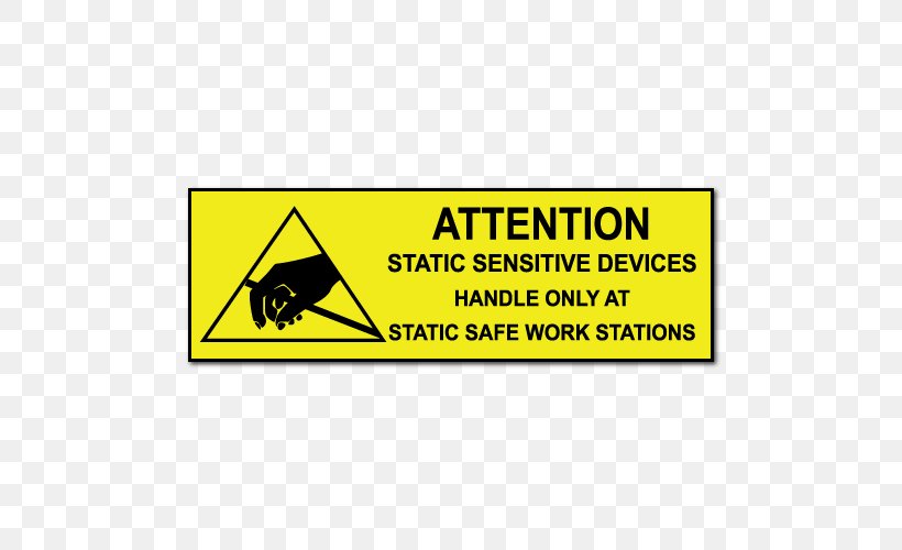 Sticker Electrostatic-sensitive Device Label Sign Static Electricity, PNG, 500x500px, Sticker, Area, Brand, Electricity, Electronics Download Free