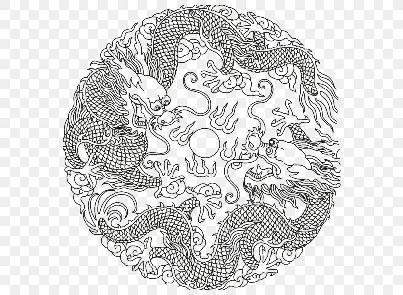 Chinese Dragon Download, PNG, 600x600px, Chinese Dragon, Area, Art, Artwork, Black And White Download Free