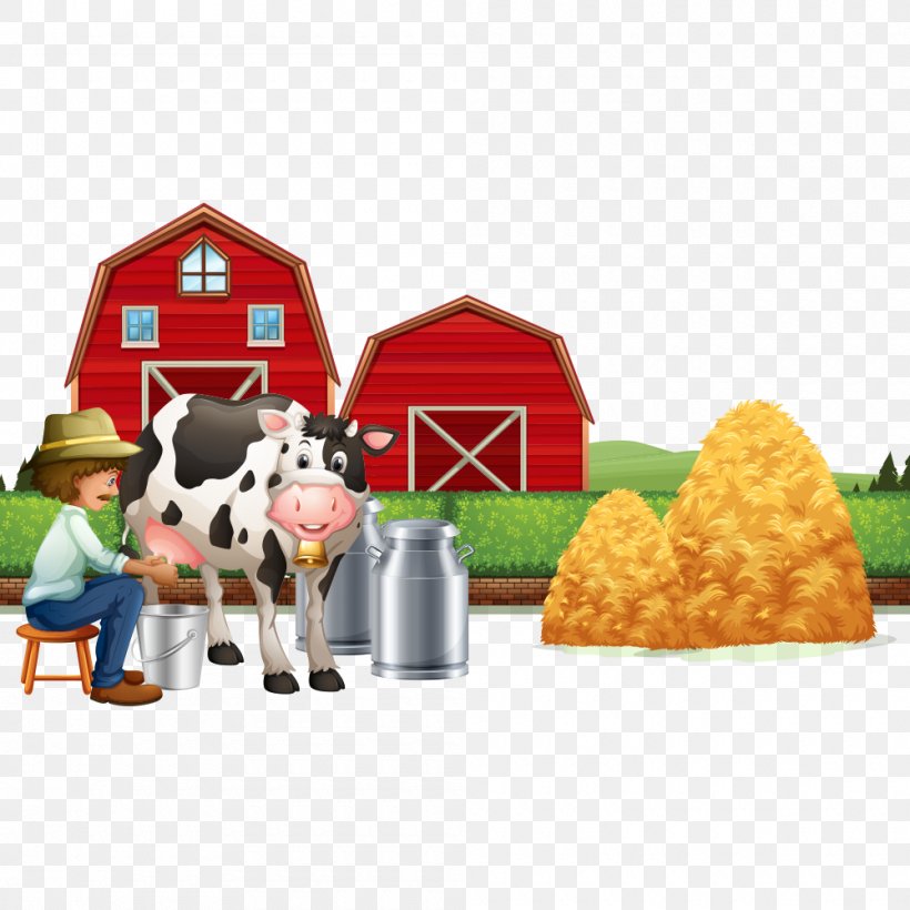 Cattle Milk Farm Illustration, PNG, 1000x1000px, Cattle, Dairy Cattle, Farm, Farmer, Food Download Free