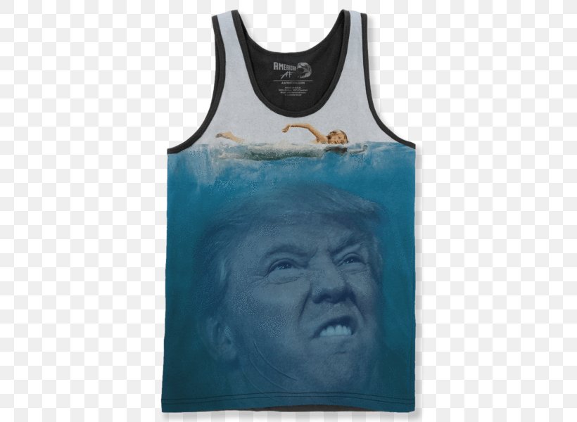 Donald Trump T-shirt Jaws United States Shark, PNG, 600x600px, Donald Trump, Active Tank, Aqua, Clothing, Electric Blue Download Free