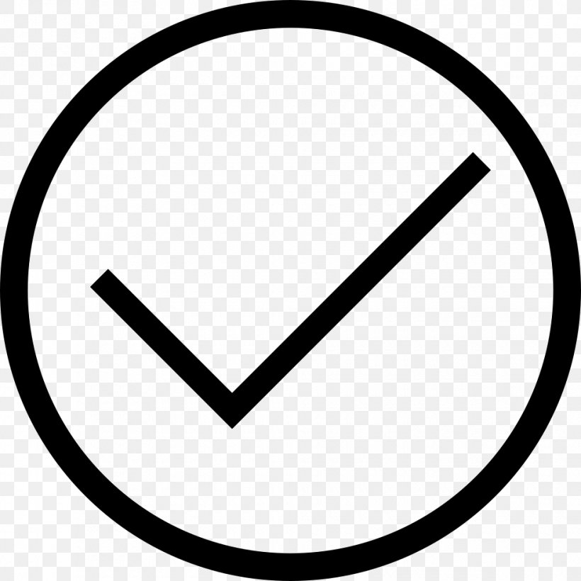 Check Mark Download, PNG, 980x980px, Check Mark, Area, Black And White, Button, Line Art Download Free