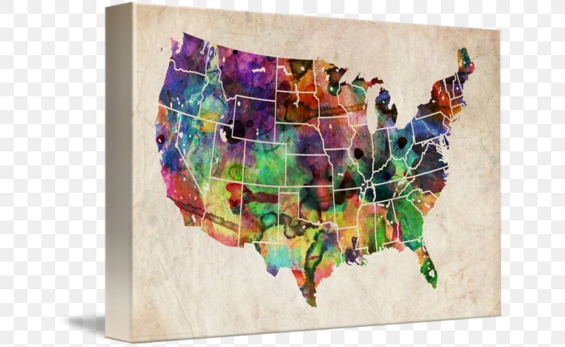 United States Watercolor Painting Art Map, PNG, 650x504px, United States, Art, Canvas, Contemporary Art, Digital Art Download Free