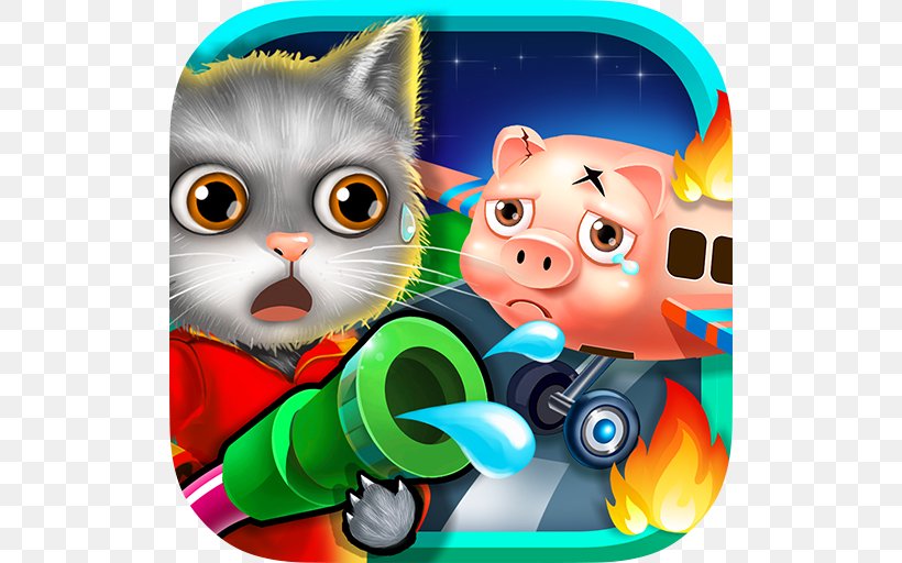 Animal Rescue! Airplane Flight Baby Fireman! Kids Hero Rescue Cat Whiskers Android, PNG, 512x512px, Cat, Airplane, Android, Art, Carnivoran Download Free