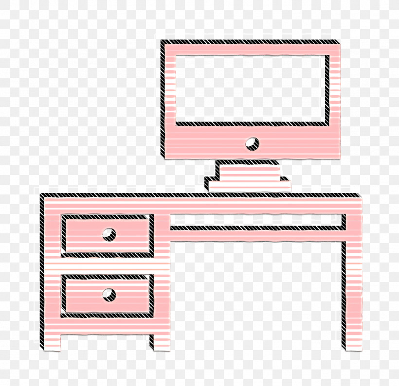 Studio Desk With Two Drawers And A Computer Monitor On It Icon House Things Icon Desk Icon, PNG, 1284x1244px, House Things Icon, Computer Icon, Desk, Desk Icon, Furniture Download Free