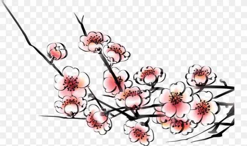 Floral Design Plum Blossom Cherry Blossom, PNG, 1466x868px, Floral Design, Art, Artwork, Blossom, Branch Download Free